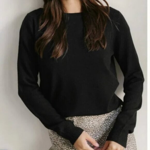 Jenni Kayne Sweater Hudson Crewneck 100% Merino Wool Navy Blue Size M - Picture 2 of 14